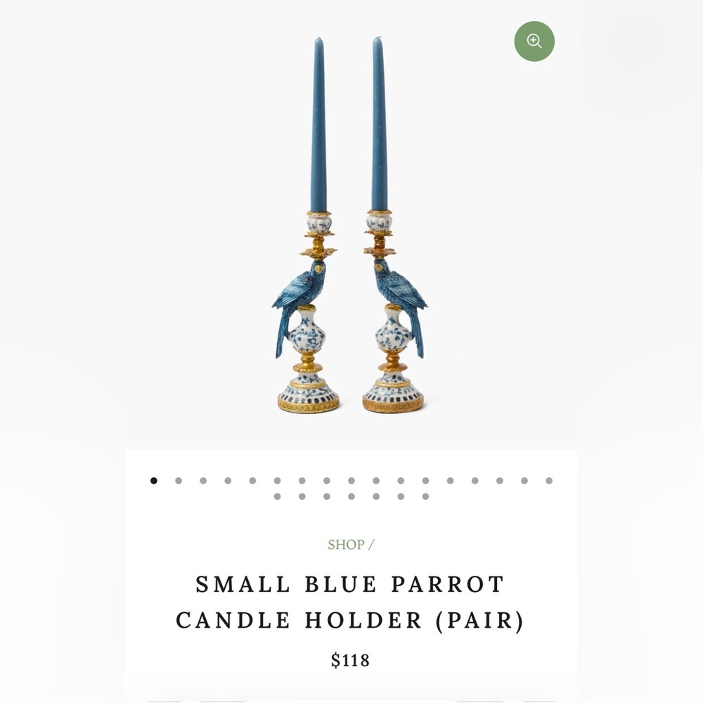 Mrs. Alice blue parrot candleholder (pair) - Picture 2 of 4